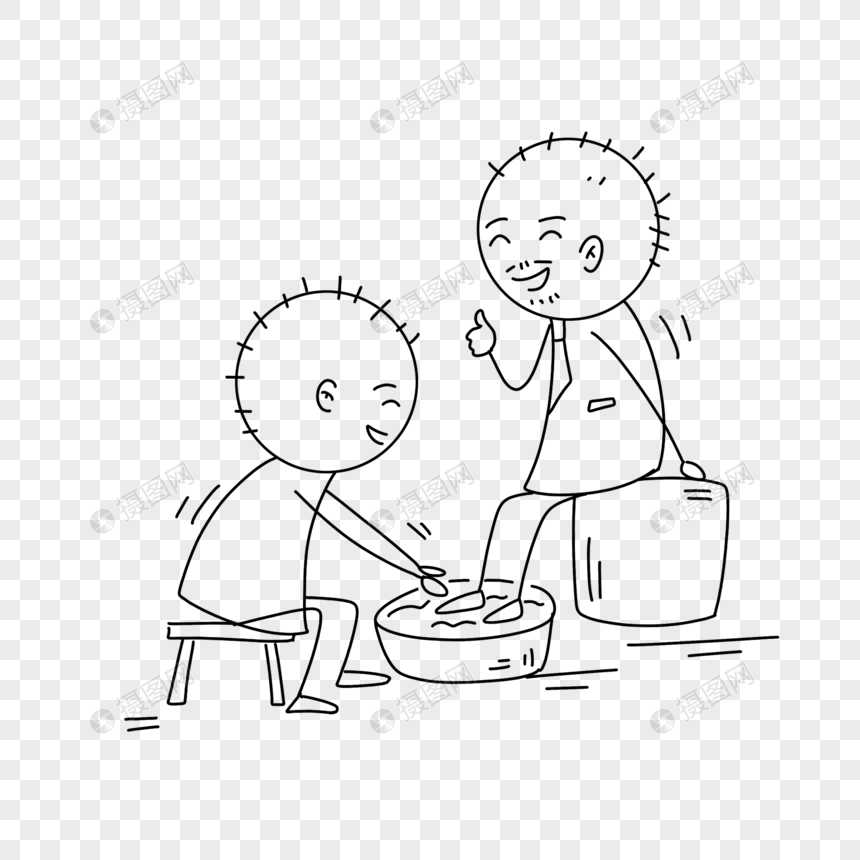 父亲节帮爸爸洗脚简笔画