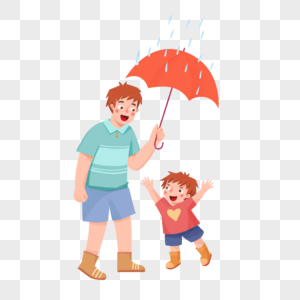 给孩子撑伞的父亲图片