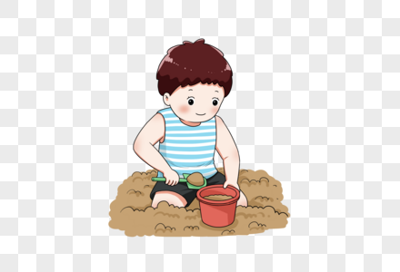 玩沙子的小孩图片
