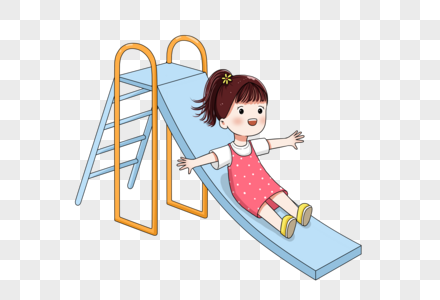 滑滑梯的小女孩图片