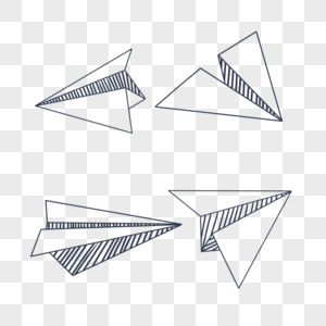手绘线条纸飞机图片