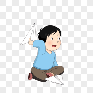 孩子玩纸飞机卡通元素图片素材