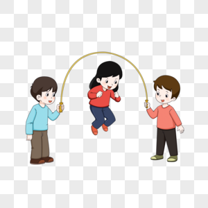 孩子跳绳卡通元素图片素材