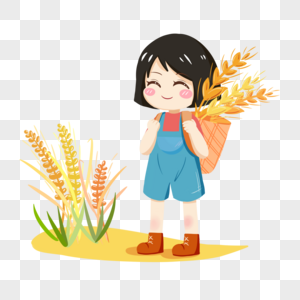 女孩背农作物图片