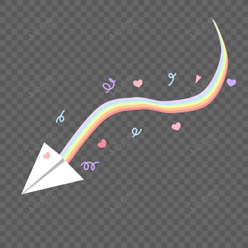 彩虹拖尾纸飞机装饰图案图片