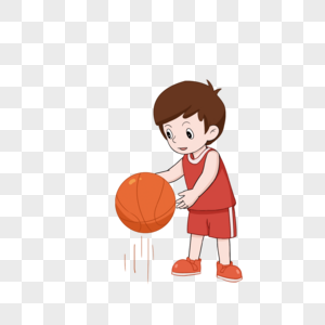 孩子玩篮球卡通元素图片素材