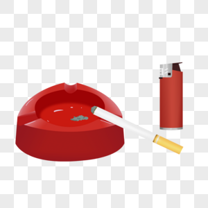 烟灰缸香烟打火机组合元素图片
