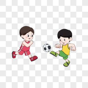 孩子们踢足球卡通元素高清图片
