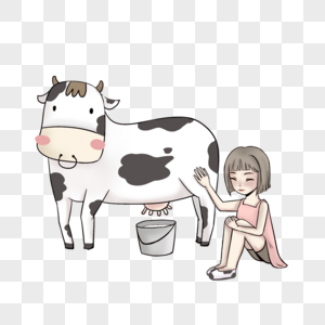 挤牛奶的女孩图片
