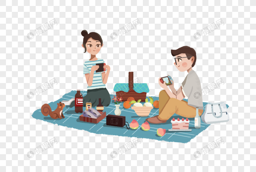 聚会野餐的情侣图片