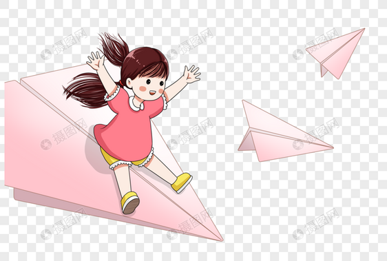 坐纸飞机的女孩图片