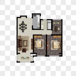 两室二厅房型图图片