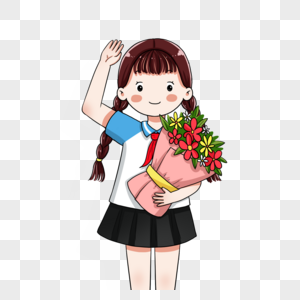 抱着鲜花的女孩图片
