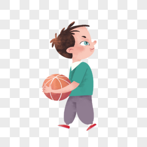 抱着篮球的男孩图片