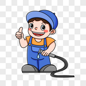 卡通q版洗车工人ip形象图片素材