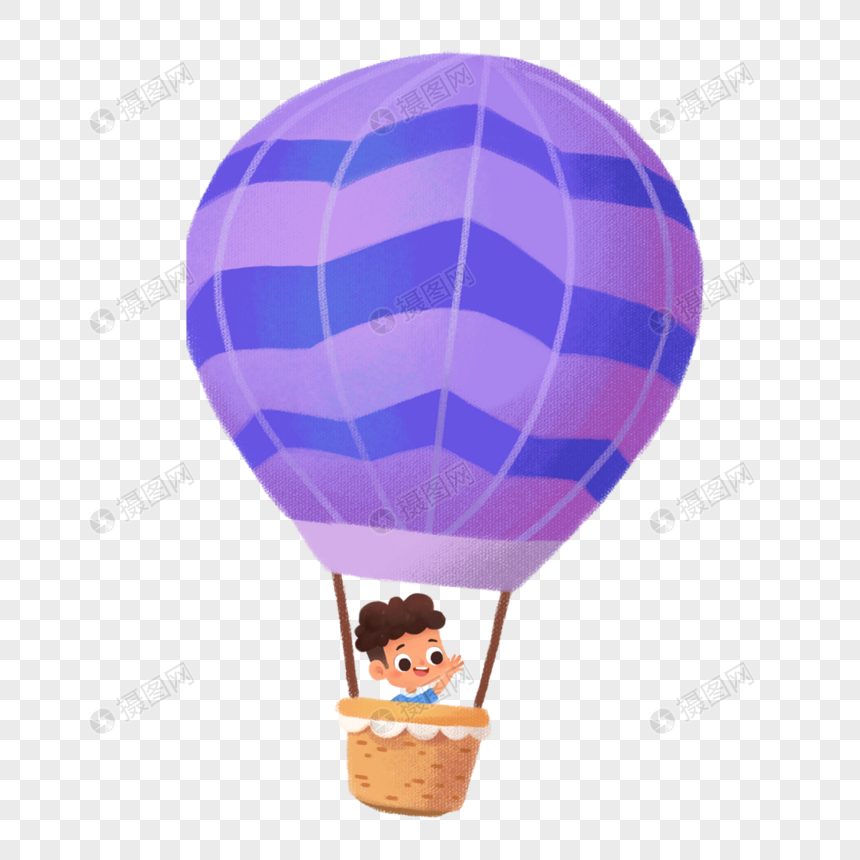 坐热气球的孩子图片