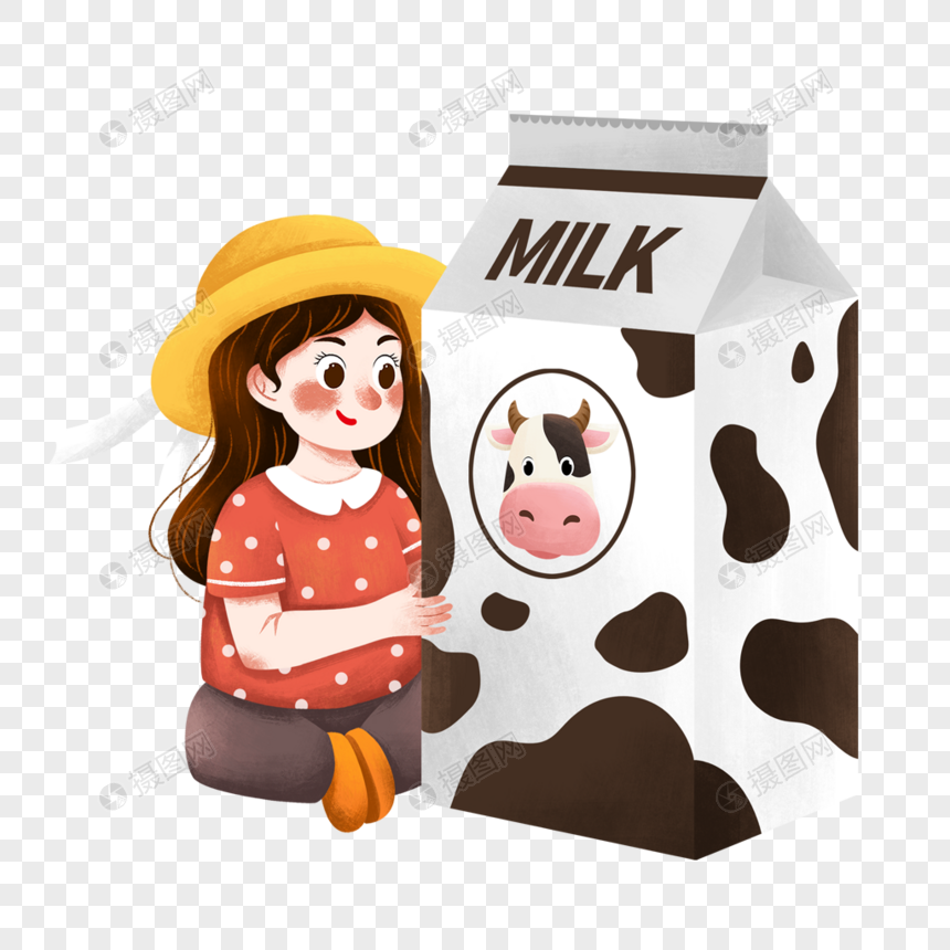 抱着牛奶的女孩图片