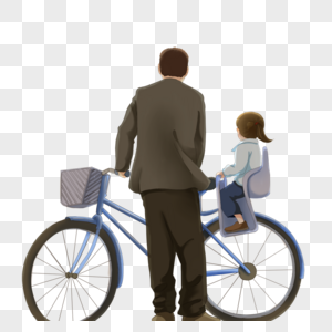 骑车带孩子的父亲自行车高清图片素材