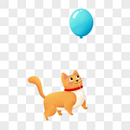 叼着气球的小猫图片