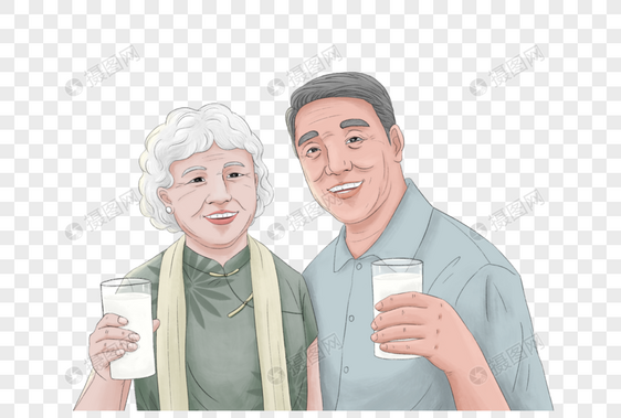 喝牛奶的老人图片