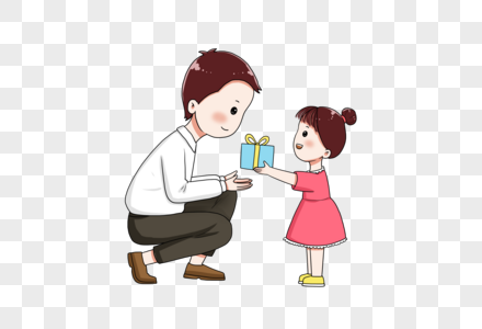 小女孩给爸爸送礼物图片素材