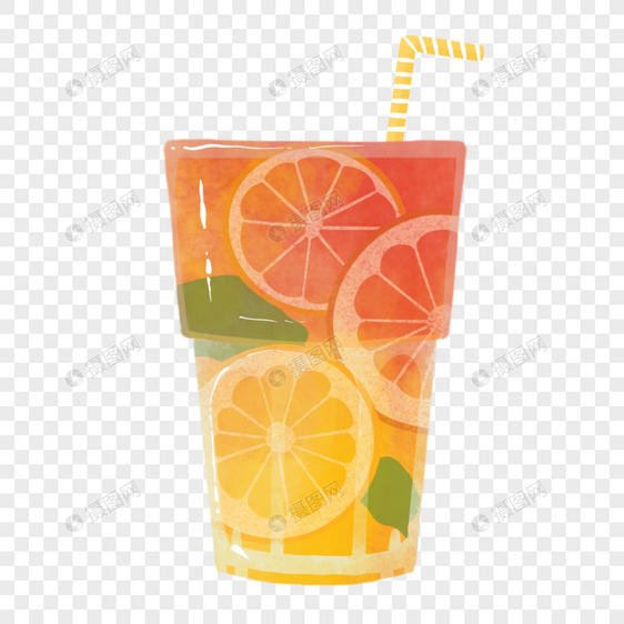夏季柠檬橘子果汁饮品图片