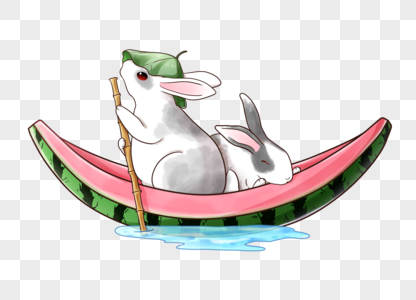 兔子西瓜船图片