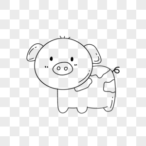小猪简笔画手绘线稿猪高清图片
