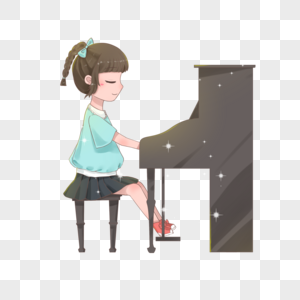 钢琴课小女孩弹钢琴高清图片