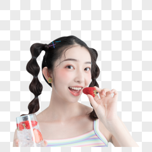 夏天喝的甜美女孩图片