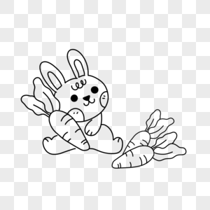 拔萝卜的兔子简笔画高清图片