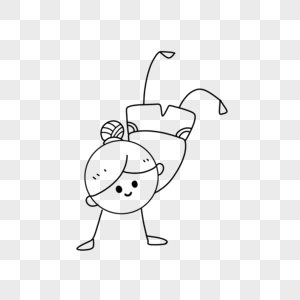 倒立的小女孩简笔画图片素材