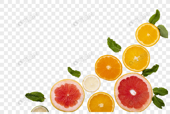 西柚鲜橙柠檬切片图片