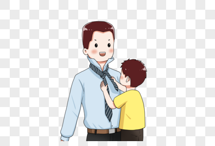 小男孩给爸爸系领带图片