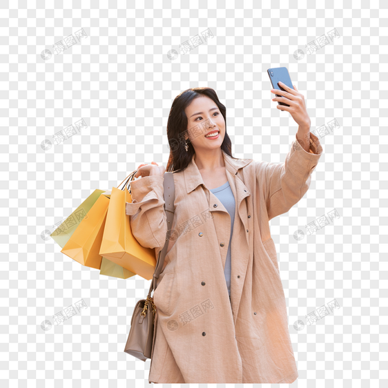 女性商场购物打电话图片
