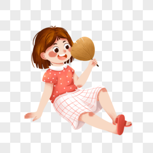 小女孩扇扇子图片