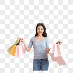 逛街购物的时尚女性购物袋高清图片素材