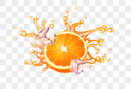 橙子与冰块图片