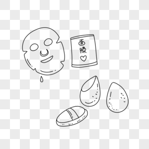 保湿面膜简笔画素材