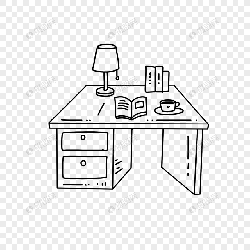 办公桌简笔画元素素材下载-正版素材401755303-摄图网