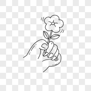 拿着花的手简笔画图片素材