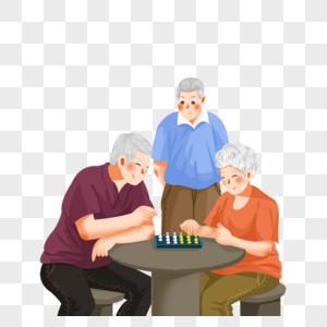 下棋的老人图片