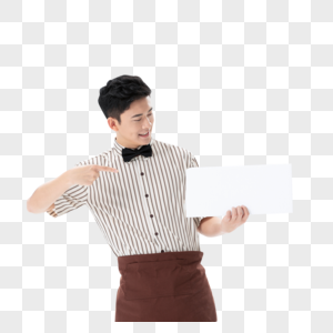 手举白板的服务员形象咖啡师高清图片素材
