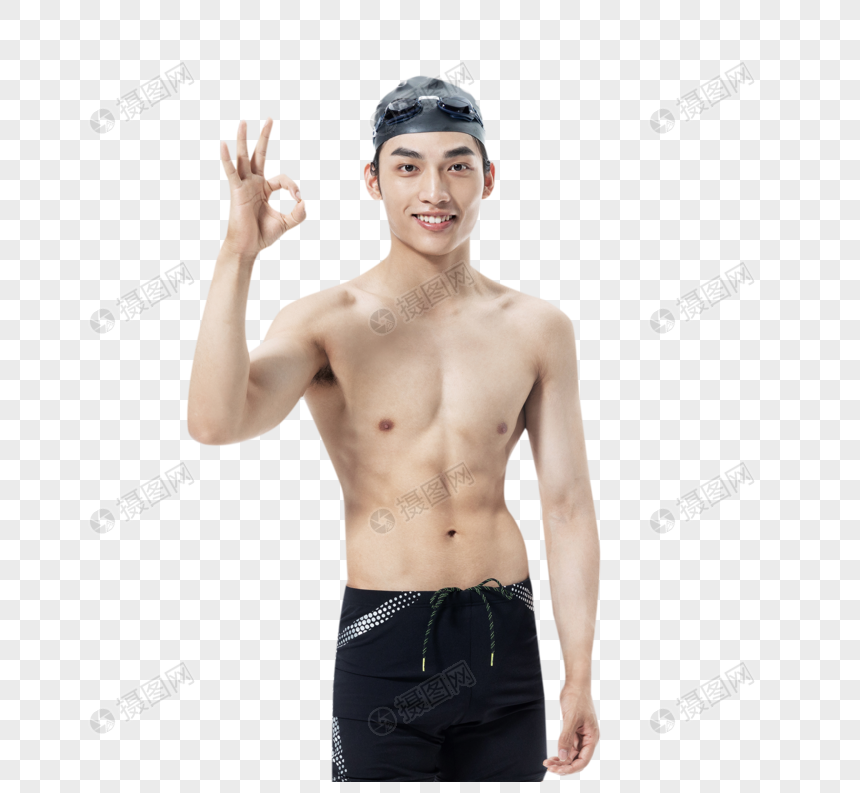 男性游泳运动员OK手势图片