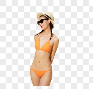 夏日泳装女性戴着墨镜图片