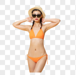 夏日泳装女性戴着墨镜图片