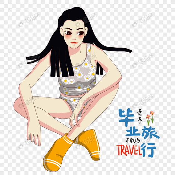 坐着的女孩图片