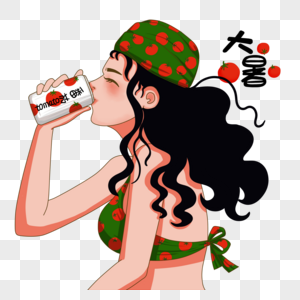 喝饮料的女孩图片素材