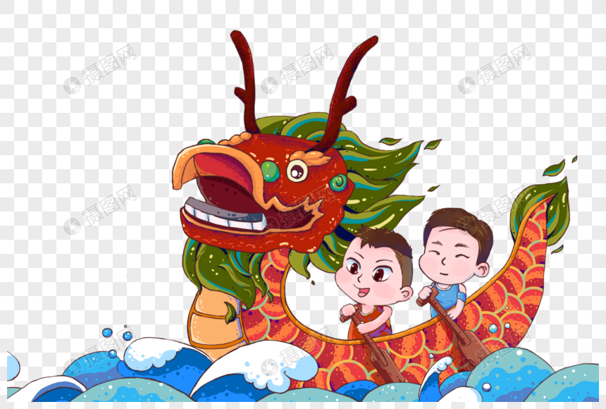 端午小孩划龙舟