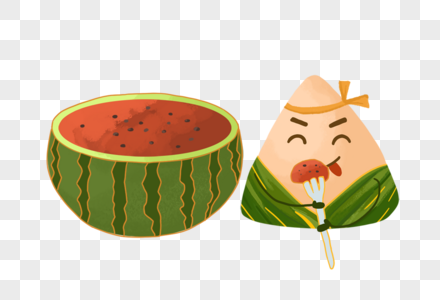 吃西瓜的粽子图片